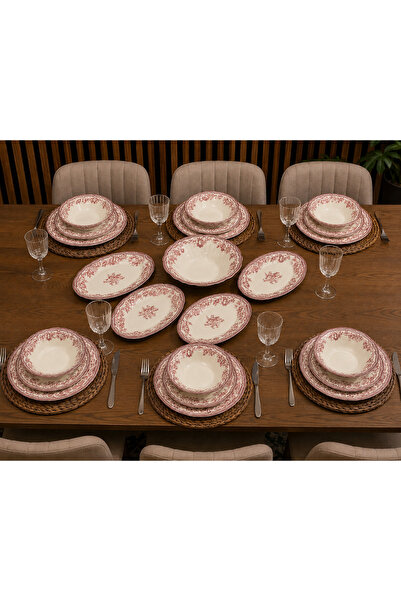 PORSER Velour Maroon Fulya Yemek Seti 29 parça