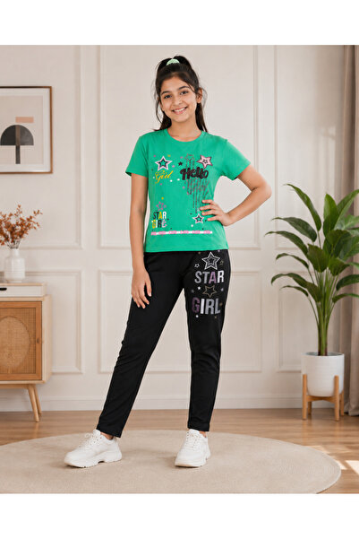 Generic Girls Star Girl Graphic T-Shirt and Jogger Trousers Set, Age 14