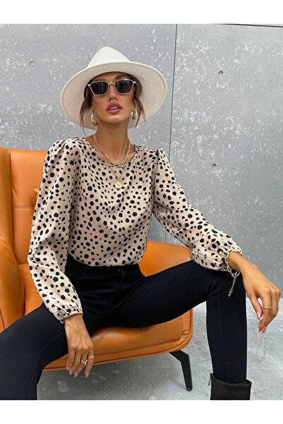 Livizmir Moda بلوزة نسائية بأكمام طويلة ورقبة دائرية