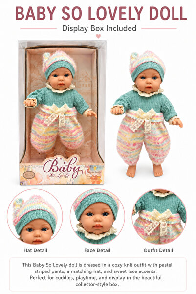 DAT Boxed Baby Doll with Knit Outfit & Hat, Blue Eyes, Pastel Multicolor Gift...