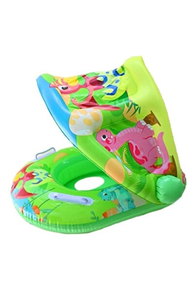 MASHASHOP Colac gonflabil pentru copii, model Dino, cu scutec și parasolar, v...