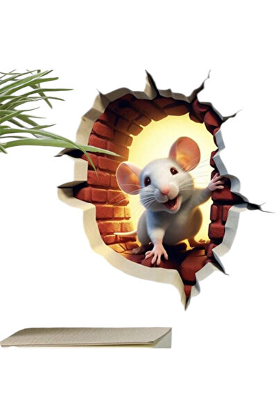 OEM Autocolant de perete cu gaura de soarece in desene animate 3D, 11 cm