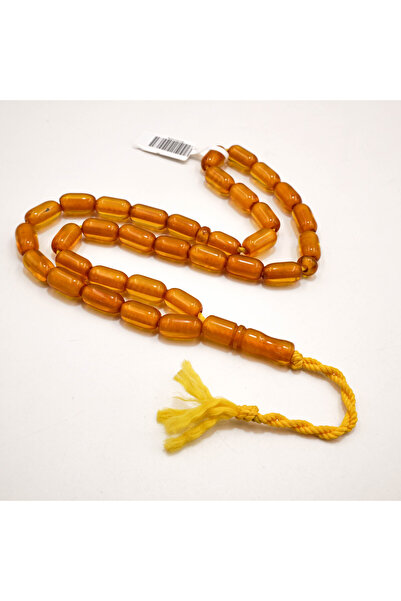 Generic German Musk Rosary 33 Beads 7.5x13.5mm Honey Translucent Barrel Praye...