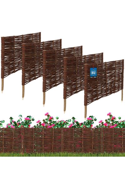 KOTARBAU Gard de grădină tip palisadă, bordură din răchită, 60 x 40 CM, set de 5