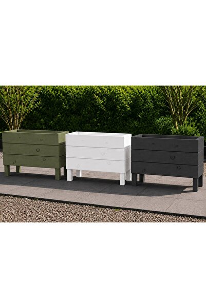 Terra Collection Membran Kaplamalı Ahşap Dış Mekan Saksısı | Ayaklı Bahçe, Balkon ve Teras Saksısı 50x30x100