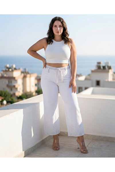 ZANESSI Plus Size Elastic Waist, Stone Embellished Belt, High Waist, Stone De...