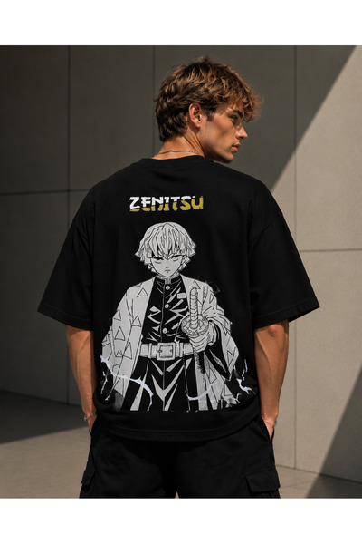 Nulivez تي شيرت Demon Slayer Zenitsu Agatsuma كبير الحجم للجنسين - تصميم ملاب...