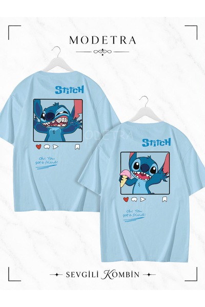 Modetra Women Men Unisex Lilo Stitch Post Back Printed Lover Couple Combinati...