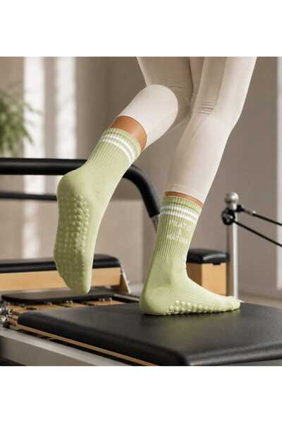 E&N Socks Pilates & Matcha Nakışlı Kaydırmazlı Pilates Çorabı