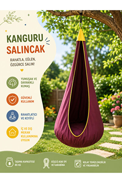 NURVİA SENSORY ÖZEL ÜRETİM Bordo Kanguru Salıncak
