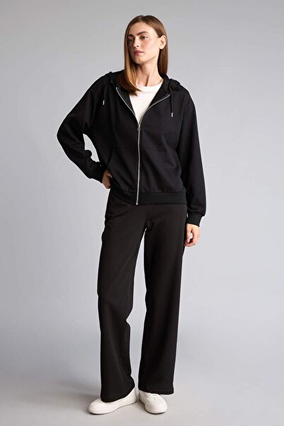 DeFacto Straight Fit Elastic Waist Basic Black Sweatpants I4052Ax26Au