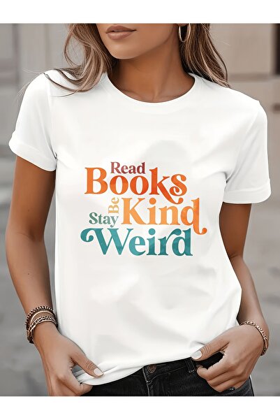 12 HERTZ White Minimalist Style 'Read Books Be Kind Stay Weird' Printed Short...