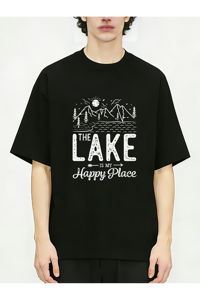 212Wear تي شيرت رجالي من Hobby Humor The Lake Is My Happy Place برقبة دائرية ...