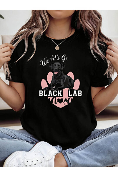 212Wear تي شيرت World'S Gr BLACK LAB Mama بطباعة جرافيكية، قميص كاجوال بأكمام...