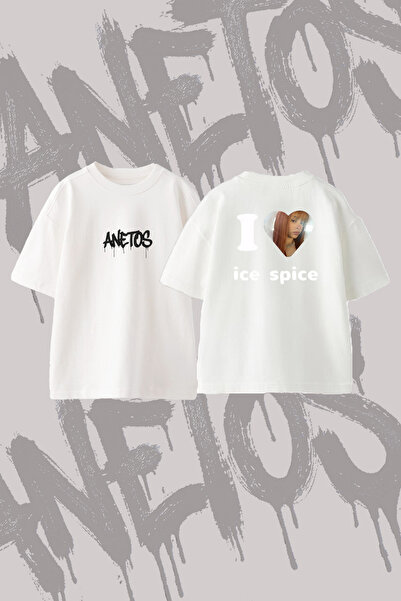 Anetos Μπλουζάκι Ice Spice Design Back με τύπωμα Cotton White oversized