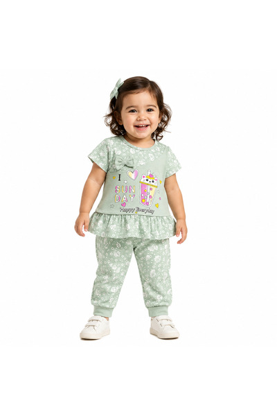 Generic Girls' Set 2 Pieces Top and Pant Printed 2 Years Old Baby Girl Clothes