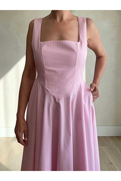 FK PYNAPPEL Waist Flounce Poplin Midi Dress