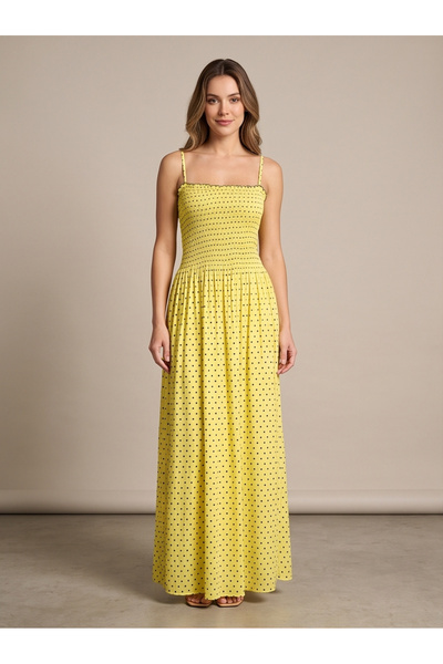 gökçesu Women's Thin Straps, Gipeli Stretchy Chest Detail, Maxi Length, Soft ...