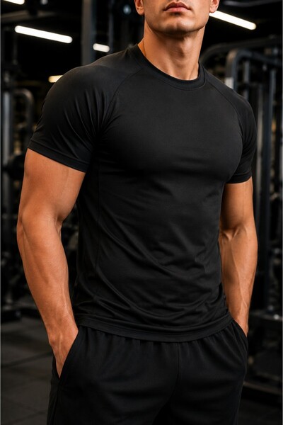GHASSY CO . Erkek Compression Spor Tişört Slim Fit Hızlı Kuruyan Esnek Fitnes...