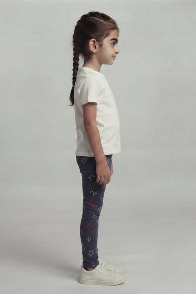 KİAGU Girls' Leggings Star Patterned Stretchy Fabric 100% Cotton Leggings Cotton Casual Lycra Leggings 2-13 Years
