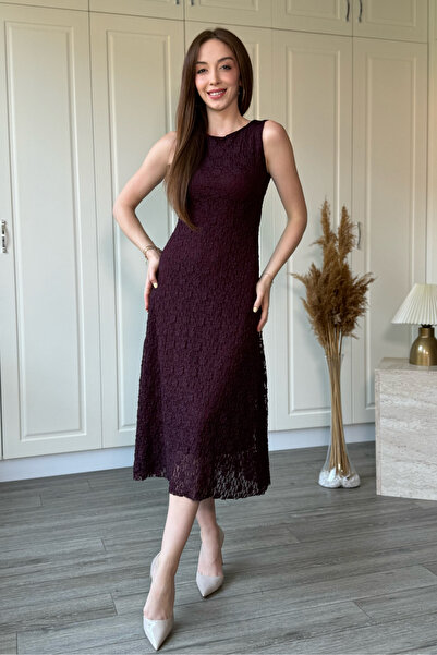 Dilay Gökoğlu Butik Lace Skirt Ruffle Detailed Sleeveless Midi Dress