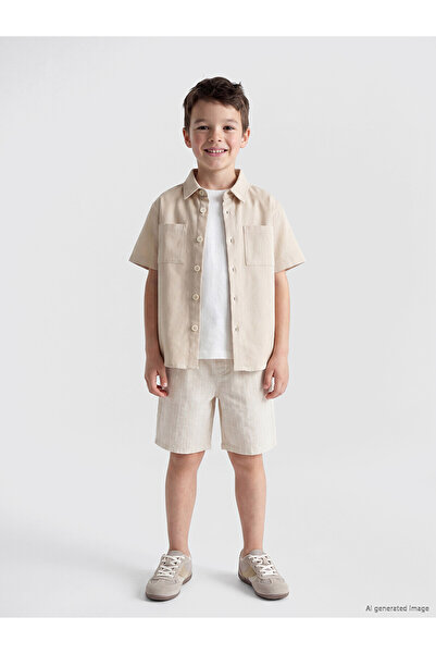LC Waikiki Özmarka New Season Elastic Waist Linen Blend Boys' Shorts