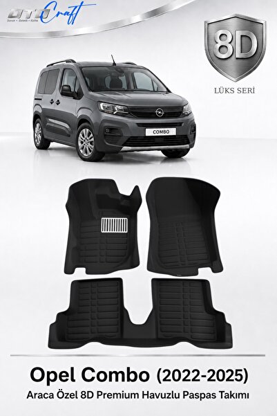 OTOCRAFT Opel Combo 2022-2025 Araca Özel 8D Havuzlu Oto Paspas Takımı Siyah T...