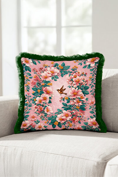 Evimde Bambaşka Floral Spring Botanical Fringe Pillowcase-Romantic Bohemian G...
