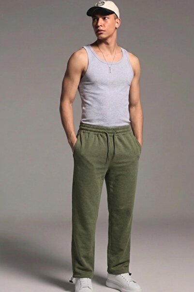 comstar Men's Elastic Waist Loose Leg Khaki Sweatpants