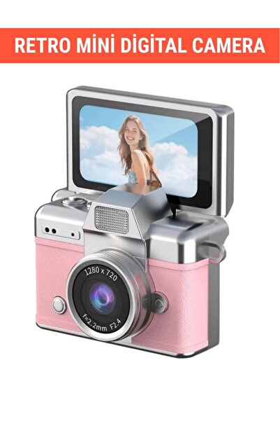 RAYLAX Dijital Kamera Mini Retro Ekranlı 1080 P HD 1,47 Inç Döndürülebilir Ek...