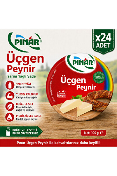 Pınar Yarım Yağlı Sade Üçgen Peynir (100 g) (100 g) x24 Adet