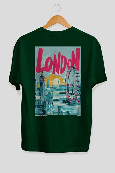 Ankhises Λονδίνο Αγγλία 3 Πράσινο Oversize Country City Back Printed Unisex T...