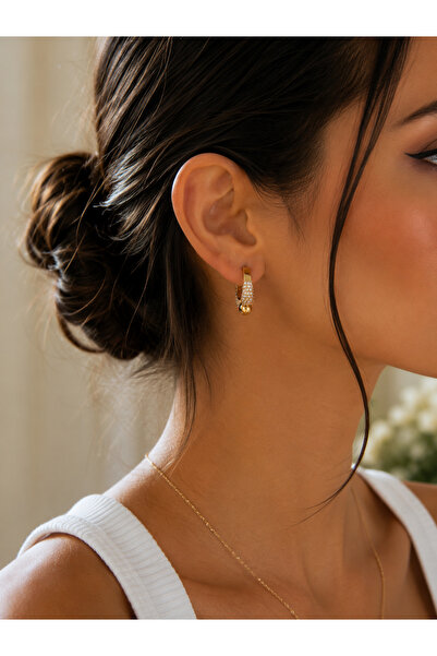 ANKA JEWELLRY أقراط نسائية من الفولاذ المقاوم للصدأ باللون الذهبي مرصعة بحجر ...