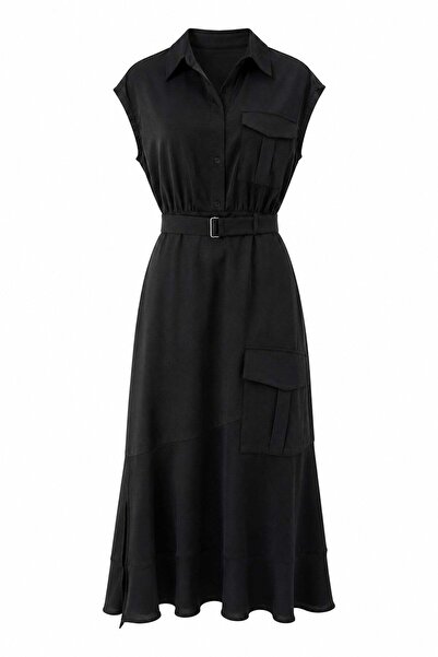elif teke Estonia Self-Belted Dress Black