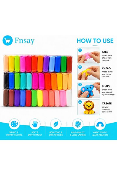 FNSAY 36 Colors Super Light Air Dry Modelling Clay for Children | DIY Plastic...
