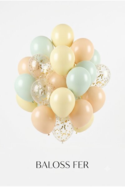 baloss fer Macaron Yellow Orange Green Gold Confetti 20-Piece Pastel Birthday...