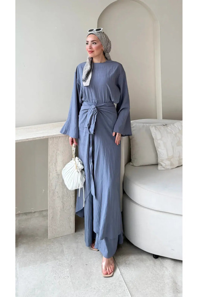 RFK Butik Γυναικείο Σετ Τριών Τεμαχίων Χιτζάμπ με Παντελόνι και Ζώνη που Δένε...