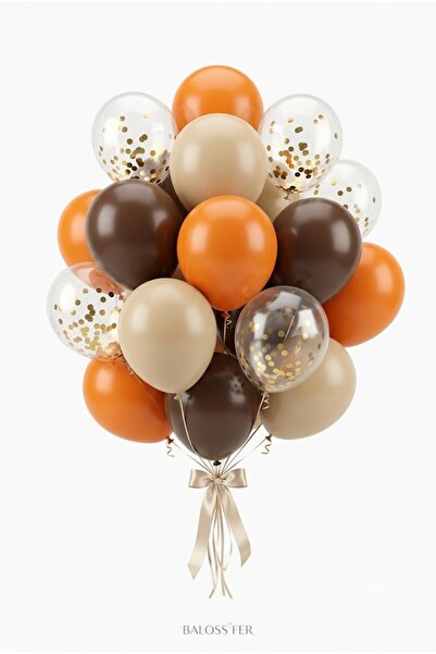 baloss fer Boho Birthday Balloon Set 20-Piece Orange Sand Brown Gold Confetti...