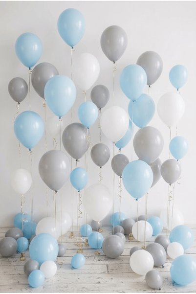 FESTİVALOON Macaron Blue Gray White Balloon Set 20-Piece 11 Inch Baby Shower Birthday Party and Special Occasion Decoration Balloons Decor