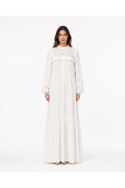 Marvella By Rasha Embellished Summer Dress with Embroidered Collar