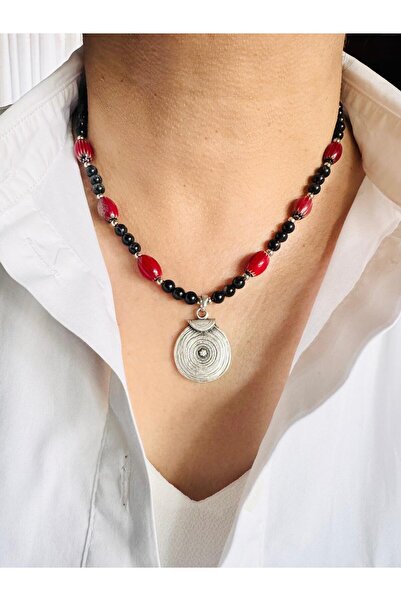DEVİ fashion Agate Natural Stone Antique (Ethnic) Design Necklace with Medall...