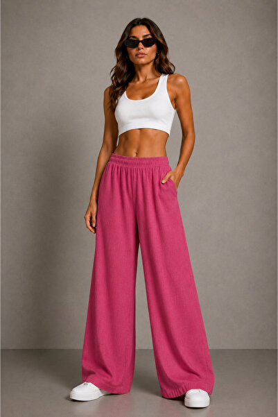 M&N Linen Blend Loose Cut Trousers Summer Women's Trousers - Pink