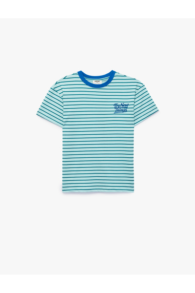 Koton Crew Neck Short Sleeve Cotton Striped T-Shirt