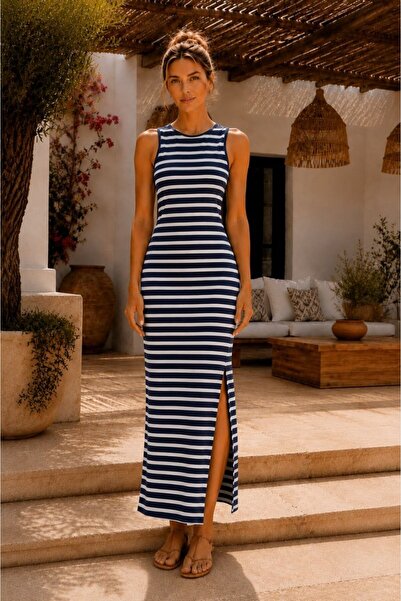 Maison La Femme Women's Long Summer Dress with Slit Detail