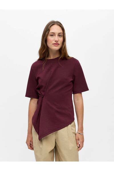 Object T-Shirt Asymmetrisches gerafftes