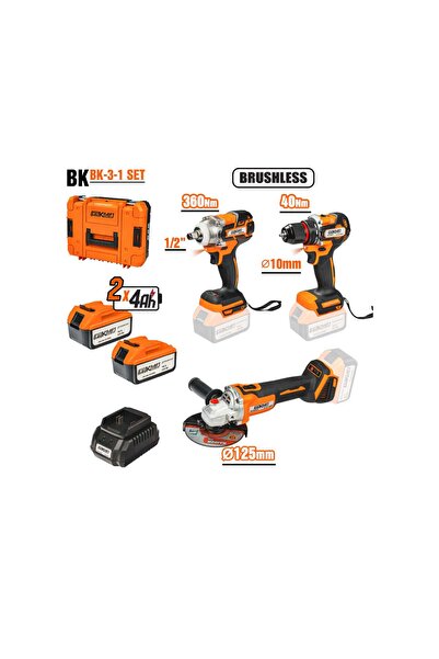 Baukraft Polizor, Cheie, Set de bormașină fără fir BK-3-1, 18V 2x4Ah, 030614