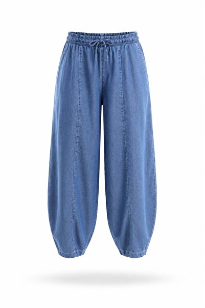 5in1Canpolat Pantaloni Tensel cu talie elastică albastră 1775