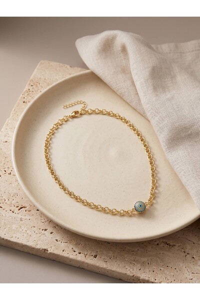OGHAMAY Gold Color Evil Eye Model Brass Women's Necklace