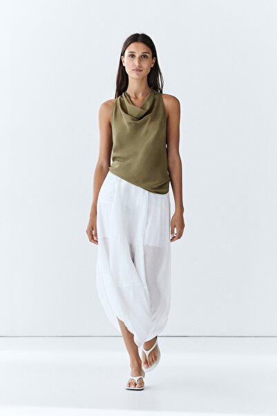 Massimo Dutti Drapeli halter yaka bluz