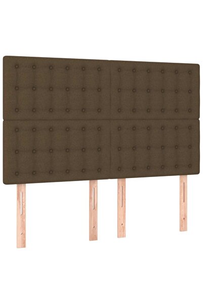 vidaxl Tăblie de pat maro închis 144x5x118/128 cm, material textil